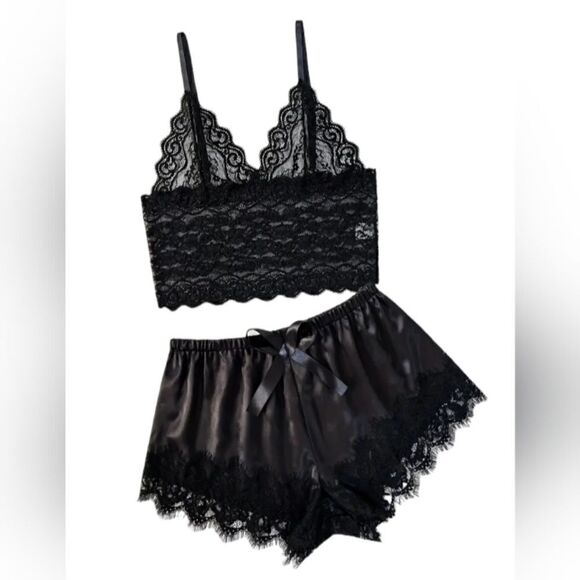 HEIKINEW Other - Black Lace Baby Doll Pajama Set
